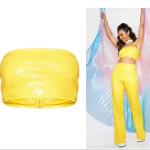 Yellow Sequin Crop Top size 4